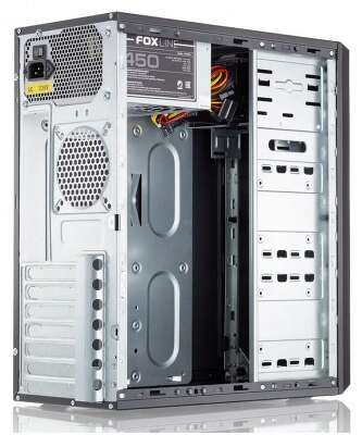 Корпус FOXLINE MidiTower FL-302 450W черный (ATX, 450W, 2хUSB2.0, no fan) (FL-302-FZ450)