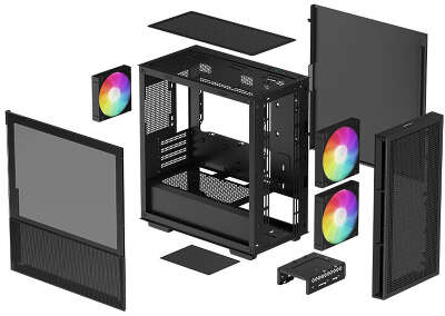 Корпус MiniTower Deepcool CH360 black (mATX, без БП, ARGB, USB Type-A+USB Type-C) (R-CH360-BKAPE3-G-1)