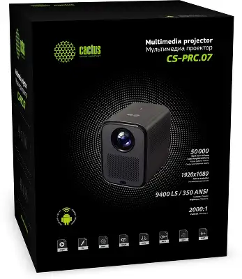 Проектор Cactus CS-PRC.07WT.Full HD-A LCD 9400Lm LS 350Lm ANSI (1920x1080) 2000:1 ресурс лампы:50000часов 1xUSB typeA 1xHDMI 1кг