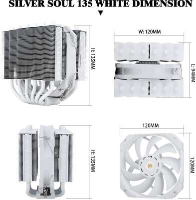 Устройство охлаждения(кулер) Thermalright Silver Soul 135 White Soc-AM5/AM4/1151/1200/2066/2011/1700 серебристый 4-pin 29.6dB Al+Cu 580gr Ret (SILVER-SOUL-135-WH)