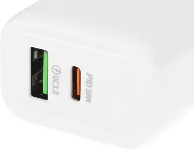 Зарядное устройство Hoco 30Вт, 3А, QC3.0/PD, 1xUSB, 1xType-C, N63, белый, коробка