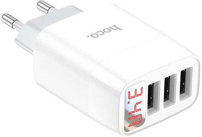 Зарядное устройство Hoco C93A, 3xUSB, 3.4А, белый