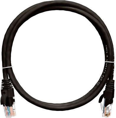 Коммутационный шнур NIKOMAX U/UTP 4 пары, Кат.5е (Класс D), 100МГц, 2хRJ45/8P8C, T568B, заливной, с защитой защелки, многожильный, BC (чистая медь), 24AWG (7х0,205мм), полимерный материал, исполнение кабельного изделия нг(А)-HF, черный, 3м