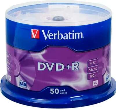 Verbatim  Диски DVD+R  4.7Gb 16-х , 50 шт, Cake Box (43550)