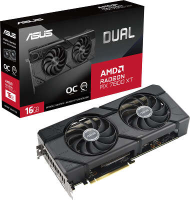 Видеокарта Asus PCI-E 4.0 DUAL-RX7800XT-O16G AMD Radeon RX 7800XT 16Gb 256bit GDDR6 2169/19500 HDMIx1 DPx3 HDCP Ret