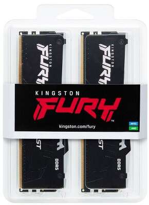 Память Kingston FURY Beast Black RGB DDR5 DIMM 16Gb (2x8Gb) PC48000 6000Mhz CL30 1.4V (Kit of 2) (KF560C30BBEAK2-16)