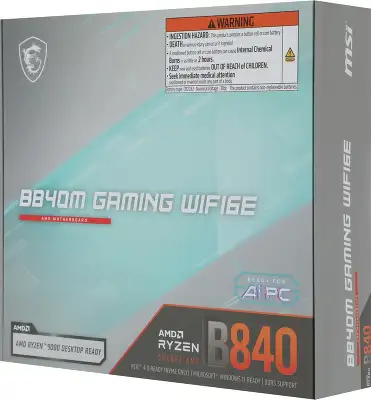 Материнская плата MSI B840M GAMING WIFI6E SocketAM5 AMD B840 2xDDR5 mATX AC`97 8ch(7.1) 2.5Gg RAID+HDMI+DP