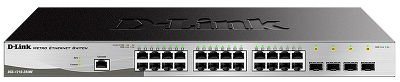 коммутатор D-Link Управляемый L2 коммутатор, 24x1000Base-T, 4x1000Base-X SFP, защита от статического электричества до 6 кВ, CLI, консольный порт RJ-45, RPS, поддержка Dying Gasp, мониторинг статуса питания комму