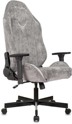 Кресло игровое Knight N1 Fabric серый Light-19 с подголов. крестов. металл