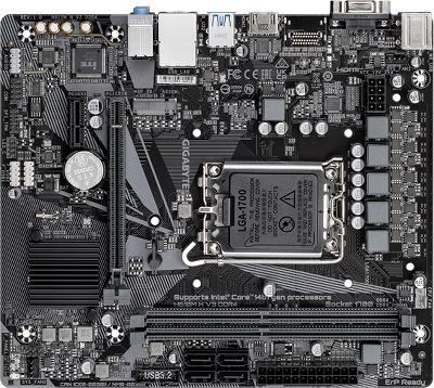 Материнская плата GIGABYTE H610M H V3 DDR4, LGA1700, H610, 2*DDR4, 4*SATA, 1*M.2, 2*USB 3.2, 4*USB 2.0, 1*PCIx16, 1*PCIx1, D-Sub+HDMI, mATX