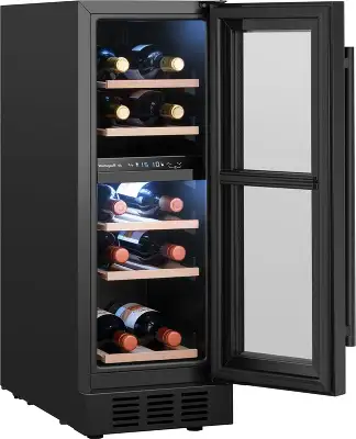 Винный шкаф Weissgauff WWCI-16 DB DualZone 1-нокамерн. черный глянц. (438723)