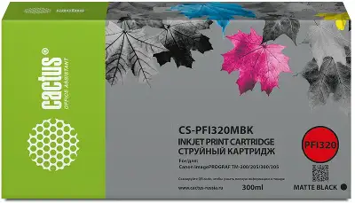 Картридж струйный Cactus CS-PFI320MBK PFI-320 MBK черный матовый (300мл) для Canon imagePROGRAF TM-200/TM-200 MFP L24ei/TM-205/TM-300