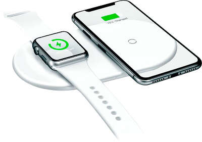 Беспроводное зарядное устройство Baseus Smart 2-in-1 Wireless Charger 5W/7.5W/10W, White [WX2IN1-02]