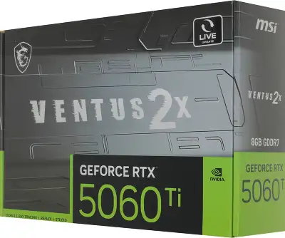 Видеокарта MSI PCI-E 5.0 RTX 5060TI 8G VENTUS 2X PLUS NVIDIA GeForce RTX 5060TI 8Gb 128bit GDDR7 2572/28000 HDMIx1 DPx3 HDCP Ret