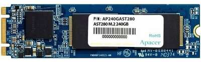 Твердотельный накопитель SSD Apacer AST280 240Gb SATA M.2 2280, R520/W495 Mb/s, 3D TLC, MTBF 1,5M, 140TBW, Retail, (AP240GAST280-1)