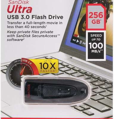 SanDisk USB Drive 256Gb CZ48 Ultra SDCZ48-256G-U46 {USB3.0, Black}  