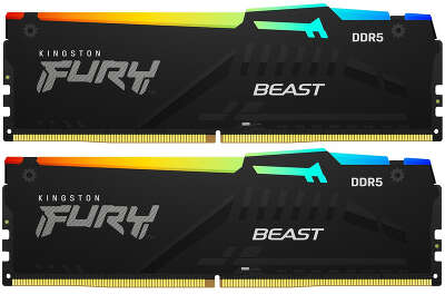 Набор памяти DDR5 DIMM 2x32Gb DDR5600 Kingston Fury Beast Black RGB (KF556C40BBAK2-64)