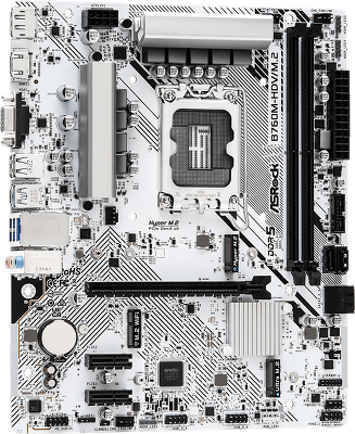Материнская плата ASROCK B760M-HDV/M.2, LGA1700, B760, 2*DDR5, 4*SATA, 2*M.2, 3*USB 3.2, 2*USB 2.0, Type-C, 1*PCIx16, 2*PCIx1, 1*M.2 (Key E), HDMI+DP+D-Sub, mATX