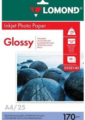 LOMOND 0102143  Фотобумага односторонняя глянцевая А4, 170г/м2, 25 листов