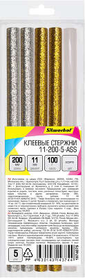 Cтержни клеев. для клеев.пист. Silwerhof 11-200-5-ASS дл.200мм D11мм разные цвета упак:5шт