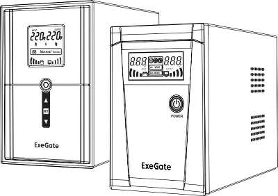 Exegate EX295986RUS ИБП (инвертор, синус, для котла) ExeGate SineTower SZ-600.LCD.AVR.1SH <600VA/360W, чистый синусоида, LCD дисплей, AVR, 1*Schuko, линейно-интерактивный, внешняя батарея 12В до 200Ач
