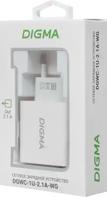 Сетевое зар./устр. Digma DGWC-1U-2.1A-WG 10.5W 2.1A USB универсальное белый