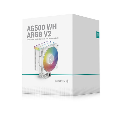 Кулер для процессора DEEPCOOL AG500 WH ARGB V2 LGA1700/1200/115X/AM5/AM4 (12шт/кор, TDP 240W, PWM, ARGB Fan 120mm, 5 тепл. трубок, белый) RET