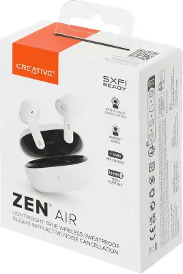 Гарнитура внутриканальные Creative Zen Air белый беспроводные bluetooth в ушной раковине (51EF1050AA000)
