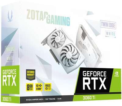 Видеокарта ZOTAC NVIDIA nVidia GeForce RTX 3060Ti Twin Edge White Edition 8Gb DDR6X PCI-E HDMI, 3DP