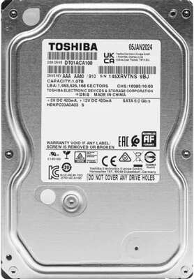 1TB Toshiba (DT01ACA100) {SATA 6.0Gb/s, 7200 rpm, 32Mb buffer, 3.5