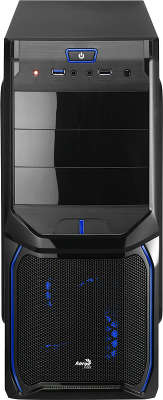 Корпус Aerocool V3X Advance Evil Blue Edition , ATX, без БП, 1х USB 3.0, 1х USB 2.0, в комплекте 1х 120мм blue