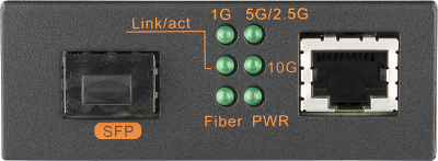 Медиаконвертер неуправляемый NIKOMAX, UTP 1000/2500/5000/10000Мбит/с, SFP+ 1/10Гбит/с, 5-12В (блок питания 5В/2А в комплекте)