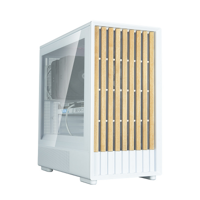 корпус ZALMAN P10 NAMU, MATX, WHITE, WINDOW, FRONT COVER WALNUT, 2x3.5", 3x2.5", 1xUSB TYPE-C, 1xUSB3.0, FRONT 2x120mm, REAR 1x120mm ARGB