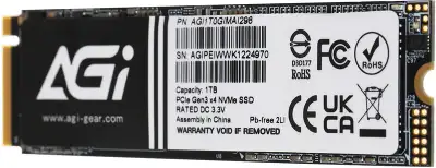Накопитель SSD AGi PCIe 3.0 x4 1TB AGI1T0GIMAI298-CB AI298 M.2 2280