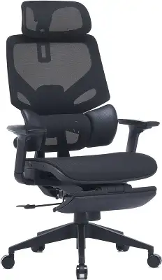 Кресло Cactus CS-CHR-MC01-BK черный сет./эко.кожа с подголов. крестов. пластик