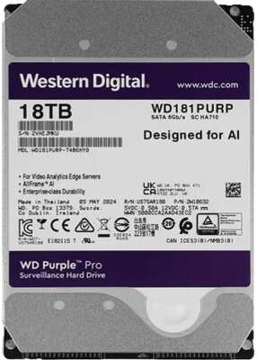 18TB WD Purple Pro (WD181PURP) {Serial ATA III, 7200- rpm, 512Mb, 3.5
