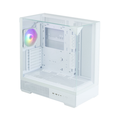 корпус ZALMAN P40 Prism, ATX, WHITE, WINDOW, 2x3.5", 3x2.5", 1xUSB TYPE-C, 2xUSB3.0, REAR 1x120mm ARGB