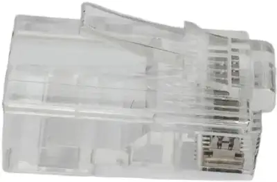 Коннектор NETLAN RJ45/8P8C под витую пару, Кат.5e (Класс D), 100МГц, покрытие 3мкд, универсальные ножи, для проводников 0,47-0,51мм, неэкранированный, уп-ка 100шт.