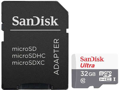 Карта памяти 32 Гб Micro SDHC Sandisk Ultra Сlass 10 UHS-I [SDSQUNB-032G-GN3MA]