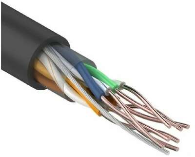 Rexant (01-0045-100) Кабель U/UTP, CAT 5e, PE 4х2х0,50мм, 24AWG, внешний, черный, 100м