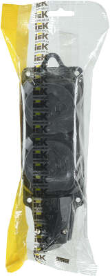 Блок силов. IEK Омега PKR62-016-2-K02 2розет. двойн. откр. зазем. крыш. IP44 черный (упак.:1шт)