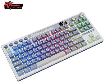 Классическая TKL (80%) механическая клавиатура Royal Kludge RK M87 - 3 типа подключения, 87 клавиш, Gasket Mount, профиль PBT Cherry, цвет Ocean Blue, переключатели RK Cream