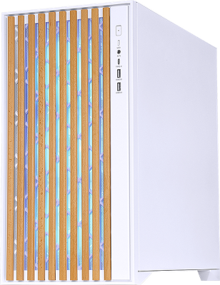 корпус Formula V Line TimberLine T0 White, ATX, wood+plastic front, TYPE-C*1, USB3.0*2, FRONT 3x120mm FRGB, REAR 1x120mm FRGB