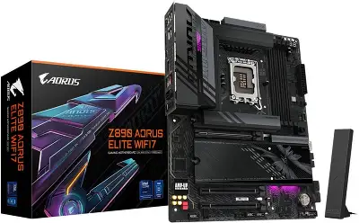 Материнская плата Gigabyte Z890 A ELITE WIFI7 Soc-1851 Intel Z890 ATX AC`97 8ch(7.1) 2.5Gg RAID+DP