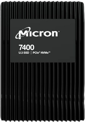 Твердотельный накопитель Micron 7400 MAX 1.6TB NVMe U.3 (15mm) PCIe NVMe Gen4 1x4 (v1.4) R6500/W2200MB/s 3D TLC MTTF 2М 430K/224K IOPS SSD Enterprise Solid State Drive, 1 year, OEM