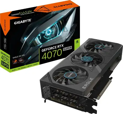 Видеокарта Gigabyte PCI-E 4.0 GV-N407SEAGLE OC-12GD NVIDIA GeForce RTX 4070 Super 12Gb 192bit GDDR6X 2535/21000 HDMIx1 DPx3 HDCP Ret
