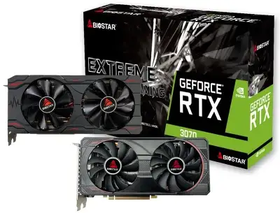 Видеокарта Biostar PCI-E 4.0 RTX3070-8GB LHR NVIDIA GeForce RTX 3070 8Gb 256bit GDDR6 1500/14000 HDMIx1 DPx3 HDCP Ret