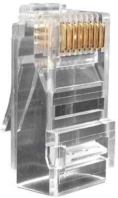 Hyperline PLUG-8P8C-U-C6 Разъем RJ-45(8P8C) под витую пару, категория 6 (50 µ"/ 50 микродюймов), универсальный (для одножильного и многожильного кабеля) 1шт