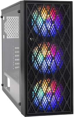 Exegate EX292859RUS Корпус Miditower ExeGate EVO-8243 (ATX, без БП, 2*USB+1*USB3.0, черный, 3 вент. с RGB подсветкой, боковая панель - закаленное стекло)