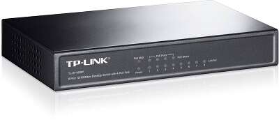 TP-Link TL-SF1008P 8-портовый настольный коммутатор 10/100 Мбит/с с 4 портами PoE+, стальной корпус